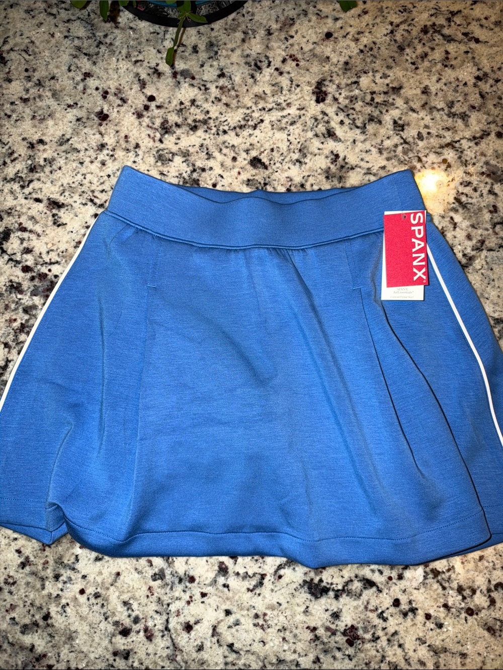 SPANX Blue Skater Skirt with White Piping